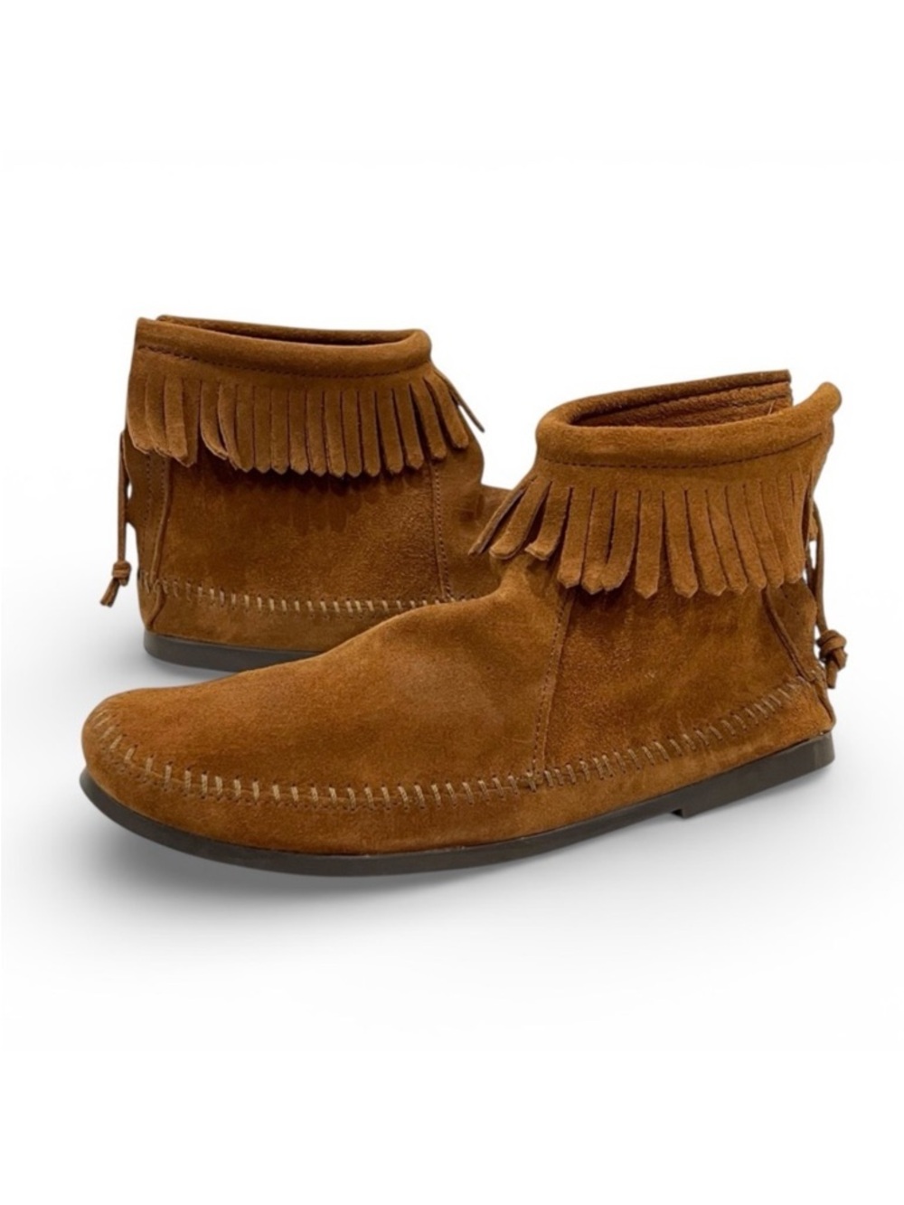 Minnetonka NWOT Brown Back Zip Hardsole Boot Size 8